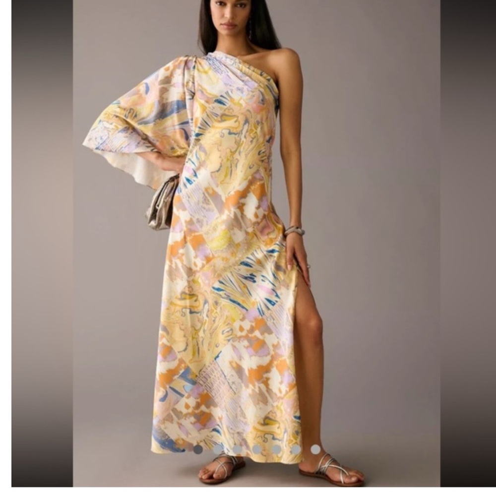 Anthropologie One-Shoulder Pastel Dress